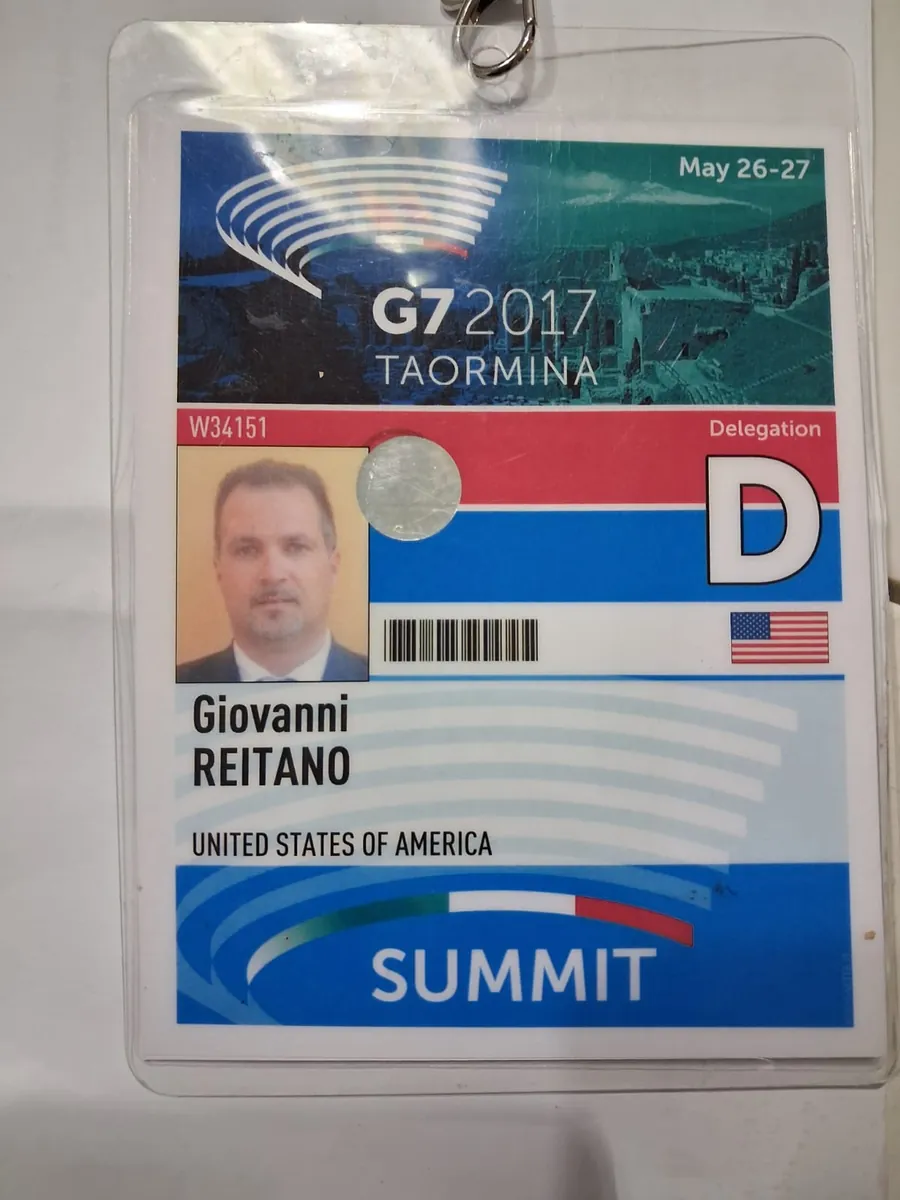 L'accredito del G7 di Taormina del 2017, per la delegazione degli Stati Uniti